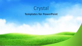  Presentation with sunny sky - Cool new PPT theme with green-grass-field-and-sunny backdrop and a light blue colored foreground