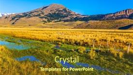  Presentation with tourism - Beautiful slides featuring impregnation - green grass field is impregnated backdrop and a tawny brown colored foreground