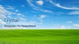 Presentation with green hills - Beautiful slides featuring green-grass-field-on-hills backdrop and a light blue colored foreground