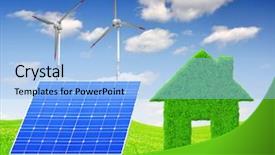  Presentation with wind solar - Amazing PPT layouts having house symbol with solar panel backdrop and a light blue colored foreground