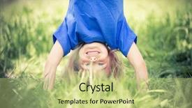  Presentation with naughty girl is standing - PPT theme having green grass in summer background and a mint green colored foreground