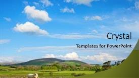  Presentation with green lake - Presentation theme consisting of green grass lake district background and a light blue colored foreground