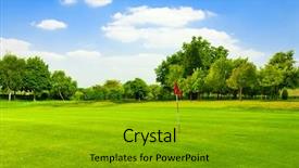  Presentation with perfect - Beautiful theme featuring green grass on a golf backdrop and a gold colored foreground