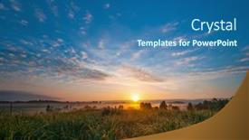  Presentation with green sparkle - Colorful PPT layouts enhanced with green-grass-on-field backdrop and a ocean colored foreground