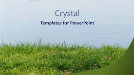  Presentation with bank - Theme featuring green-grass-on-the-river background and a sky blue colored foreground