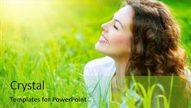  Presentation with spring nature grass - Presentation design with green grass spring meadow background and a yellow colored foreground