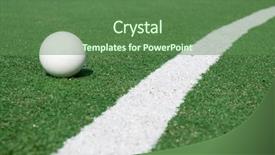 Presentation with field hockey - Audience pleasing PPT layouts consisting of green grass to play hockey backdrop and a ocean colored foreground
