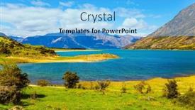  Presentation with world tourism - Presentation enhanced with green-grassy-mountains-surround background and a light blue colored foreground