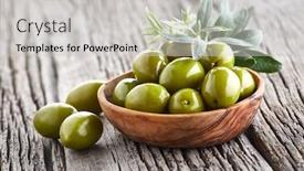  Presentation with leaves - Beautiful slide deck featuring green-greek-olives-with-leaves backdrop and a light gray colored foreground