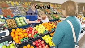  Presentation with green apples - Audience pleasing presentation design consisting of green grocer serving a customer backdrop and a coral colored foreground