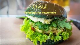  Presentation with hamburger - Presentation theme consisting of green-hamburger-with-grilled-beef background and a tawny brown colored foreground