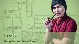  Presentation with millennial - Presentation theme consisting of green hand drawn office background and a mint green colored foreground