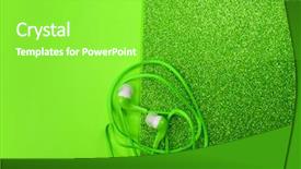  Presentation with green technology ithink map - PPT layouts having green headphones on green background background and a seafoam green colored foreground