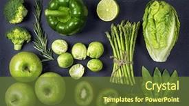  Presentation with vegetables - Amazing theme having green healphy vegetables and fruits backdrop and a tawny brown colored foreground