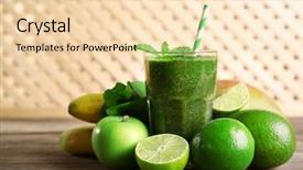  Presentation with healthy juice - Amazing theme having green healthy juice with fruits backdrop and a lemonade colored foreground