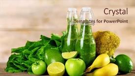  Presentation with healthy juice - Colorful slide deck enhanced with green healthy juice with fruits backdrop and a lemonade colored foreground