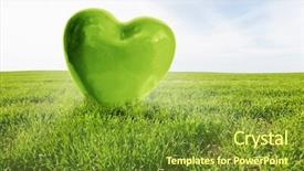  Presentation with green earth - Amazing PPT theme having green heart on the grassy backdrop and a tawny brown colored foreground