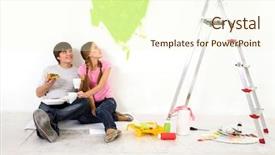  Presentation with human heart - Colorful PPT theme enhanced with green heart on wall backdrop and a  colored foreground