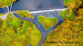  Presentation with nature river - Presentation featuring heart shaped island on river background and a gold colored foreground