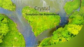  Presentation with nature river - PPT theme having green-heart-shaped-island background and a yellow colored foreground