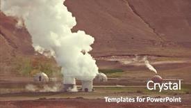  Presentation with green power - Cool new presentation theme with green heat energy earth - othermal power station in iceland backdrop and a tawny brown colored foreground