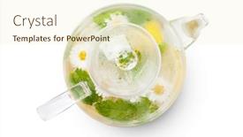  Presentation with green tea - Beautiful PPT layouts featuring green-herbal-tea-pot backdrop and a soft green colored foreground