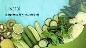  Presentation with food minerals - Audience pleasing PPT theme consisting of green-high-fibre-food backdrop and a arctic colored foreground
