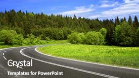  Presentation with green travel - Presentation theme enhanced with green highway - travel background and a dark gray colored foreground