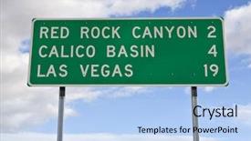  Presentation with las vegas sign - Presentation design enhanced with green highway sign showing background and a light blue colored foreground
