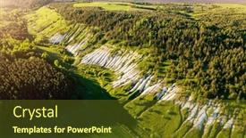  Presentation with landslide - Presentation theme featuring green-hills-and-a-landslide background and a tawny brown colored foreground