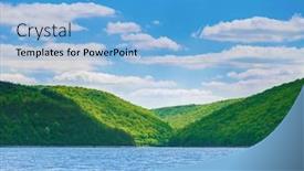  Presentation with green hills - Amazing slides having green-hills-on-the-bank backdrop and a light blue colored foreground