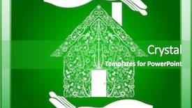  Presentation with praying hands on open bible - Presentation theme with green home in open hands background and a shamrock green colored foreground