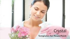  Presentation with flower condolenses - Audience pleasing PPT layouts consisting of green home plants - young woman holding pot backdrop and a lemonade colored foreground