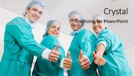  Presentation with medical - Presentation having green hospital - medical professional team background and a soft green colored foreground