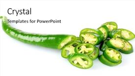  Presentation with peppers - Audience pleasing PPT theme consisting of green hot peppers isolated backdrop and a white colored foreground