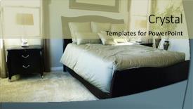  Presentation with green hotel - Presentation theme featuring green hotel - beautiful bedroom interior design background and a mint green colored foreground