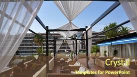  Presentation with lounge - Presentation having green hotel - trendy lounge background and a tawny brown colored foreground