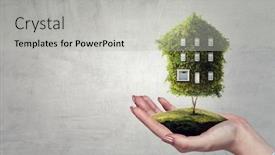  Presentation with green house - Colorful PPT theme enhanced with green-house-as-symbol backdrop and a light gray colored foreground