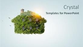  Presentation with green house - Presentation theme having green-house-as-symbol background and a sky blue colored foreground