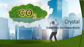  Presentation with emissions - PPT layouts with smoke co2 green house effect - ecological concept of greenhouse gas background and a light blue colored foreground