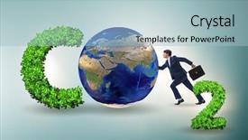  Presentation with emissions - Slide deck having smoke co2 green house effect - ecological concept of greenhouse gas background and a light blue colored foreground