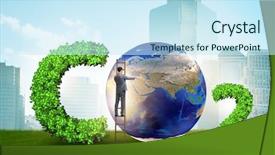  Presentation with emissions - Presentation design featuring smoke co2 green house effect - ecological concept of greenhouse gas background and a cool aqua colored foreground