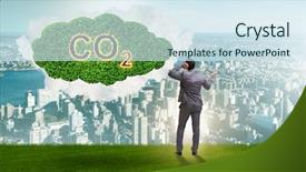  Presentation with emissions - Cool new PPT theme with smoke co2 green house effect - ecological concept of greenhouse gas backdrop and a sky blue colored foreground