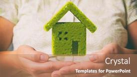  Presentation with green house - Amazing presentation theme having green-house-floating-over-woman backdrop and a coral colored foreground