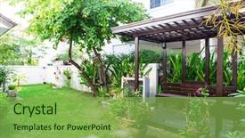  Presentation with green house - Presentation design consisting of green house garden background and a seafoam green colored foreground