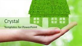  Presentation with green house - Presentation design with green house in hand background and a yellow colored foreground