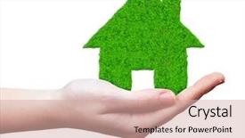  Presentation with green house - Audience pleasing slide deck consisting of green house in hands isolated backdrop and a soft green colored foreground