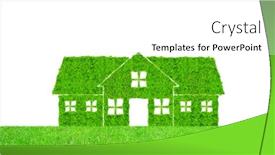  Presentation with green-house - Amazing PPT theme having green house symbol on meadow backdrop and a white colored foreground