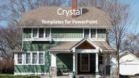  Presentation with green roof - Presentation theme having green house with hip roof background and a gray colored foreground