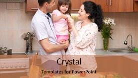  Presentation with green fresh food - Theme having green household - happy family with child background and a coral colored foreground